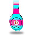 WraptorSkinz Skin Decal Wrap compatible with Beats Studio (Original) Headphones Psycho Stripes Neon Teal and Hot Pink Skin Only (HEADPHONES NOT INCLUDED)