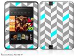 Chevrons Gray And Aqua Decal Style Skin fits 2012 Amazon Kindle Fire HD 7 inch