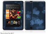 Bokeh Hearts BlueDecal Style Skin fits 2012 Amazon Kindle Fire HD 7 inch