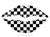 Checkers White - Kissing Lips Fabric Wall Skin Decal measures 24x15 inches