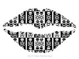 Skull And Crossbones Pattern Bw - Kissing Lips Fabric Wall Skin Decal measures 24x15 inches