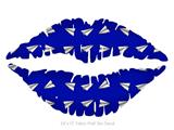 Paper Planes Royal Blue - Kissing Lips Fabric Wall Skin Decal measures 24x15 inches