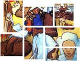 Vincent Van Gogh Breton Women After Emile Bernard - 7 Piece Fabric Peel and Stick Wall Skin Art (50x38 inches)