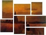 Vincent Van Gogh Fields - 7 Piece Fabric Peel and Stick Wall Skin Art (50x38 inches)