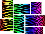 Rainbow Zebra - 7 Piece Fabric Peel and Stick Wall Skin Art (50x38 inches)