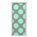 Kearas Polka Dots Mint And Gray Door Skin (fits doors up to 34x84 inches)