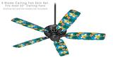 Beach Flowers 02 Blue Medium - Ceiling Fan Skin Kit fits most 52 inch fans (FAN and BLADES SOLD SEPARATELY)