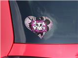 Cartoon Skull Pink - I Heart Love Car Window Decal 6.5 x 5.5 inches